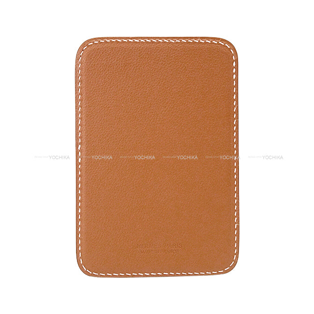 [Pre-loved] HERMES card holder MagSafe Eman Dog Gold Veau Swift Stamp W[LIKE NEW][Authentic]