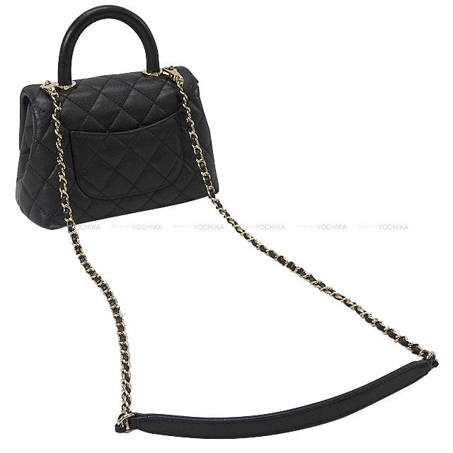 [Pre-loved] CHANEL Shoulder bag Matelasse CoCo Handle XXS 2Way Chain Black/Bordeaux Graind Calf(Caviarskin) Champagne Gold HW AS2215[LIKE NEW][Authentic]