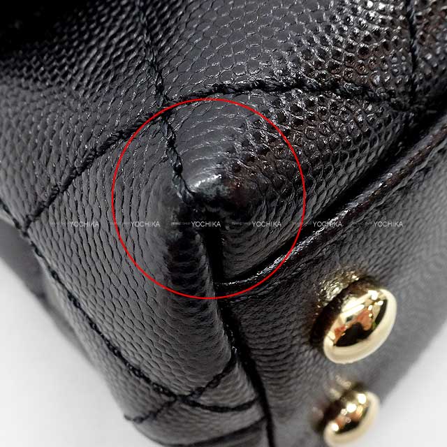 [Pre-loved] CHANEL Shoulder bag Matelasse CoCo Handle XXS 2Way Chain Black/Bordeaux Graind Calf(Caviarskin) Champagne Gold HW AS2215[LIKE NEW][Authentic]