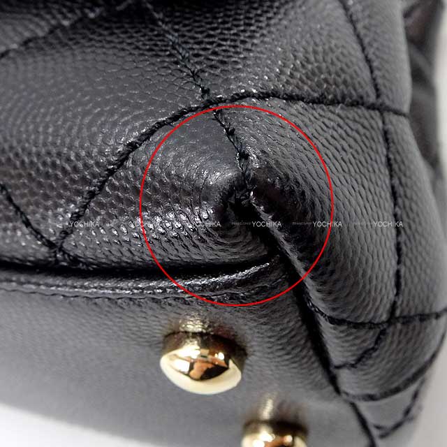 [Pre-loved] CHANEL Shoulder bag Matelasse CoCo Handle XXS 2Way Chain Black/Bordeaux Graind Calf(Caviarskin) Champagne Gold HW AS2215[LIKE NEW][Authentic]