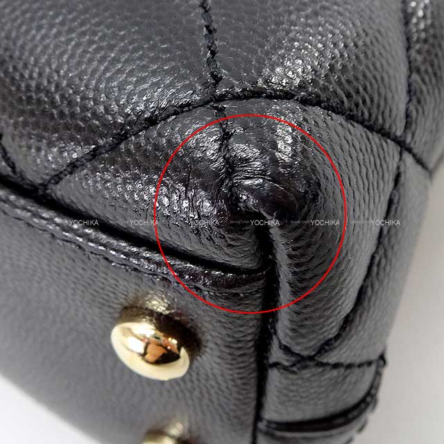 [Pre-loved] CHANEL Shoulder bag Matelasse CoCo Handle XXS 2Way Chain Black/Bordeaux Graind Calf(Caviarskin) Champagne Gold HW AS2215[LIKE NEW][Authentic]