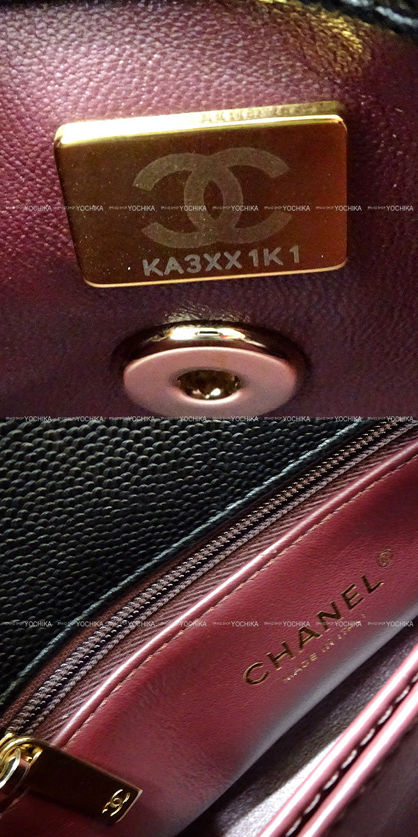 [Pre-loved] CHANEL Shoulder bag Matelasse CoCo Handle XXS 2Way Chain Black/Bordeaux Graind Calf(Caviarskin) Champagne Gold HW AS2215[LIKE NEW][Authentic]