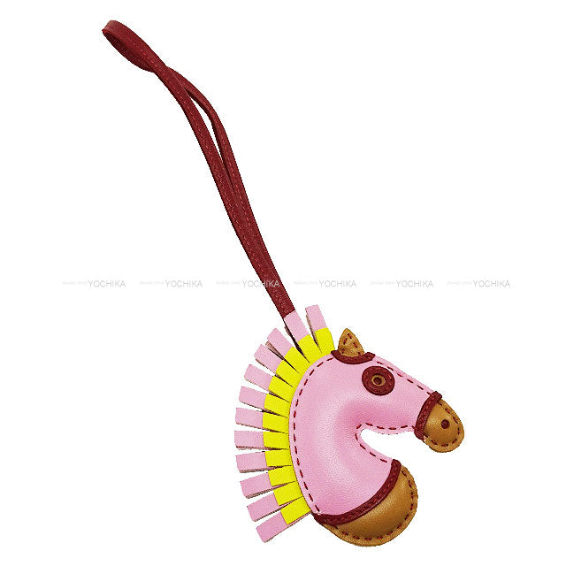 [Pre-loved] HERMES bag charm GG Camaille Mauve sylvestre/Chai/Rouge Grenade Agneau Milo Stamp U[LIKE NEW][Authentic]