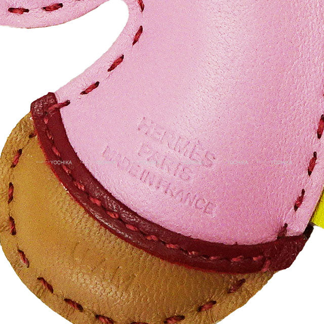 [Pre-loved] HERMES bag charm GG Camaille Mauve sylvestre/Chai/Rouge Grenade Agneau Milo Stamp U[LIKE NEW][Authentic]