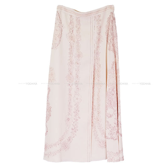 2025SS HERMES long skirt Flare Bride de Gala En Fleurs Rose pearl Silk100% #34[BRAND NEW][Authentic]