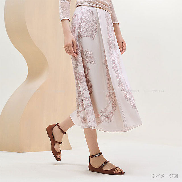 2025SS HERMES long skirt Flare Bride de Gala En Fleurs Rose pearl Silk100% #34[BRAND NEW][Authentic]
