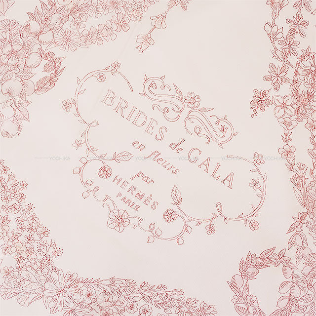 2025SS HERMES long skirt Flare Bride de Gala En Fleurs Rose pearl Silk100% #34[BRAND NEW][Authentic]