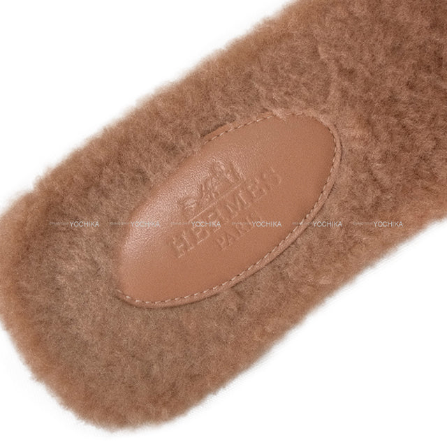 [Pre-loved] HERMES sandals Oran Teddy Bear Mouton Rose Orb sheepskin 35[USED A][Authentic]
