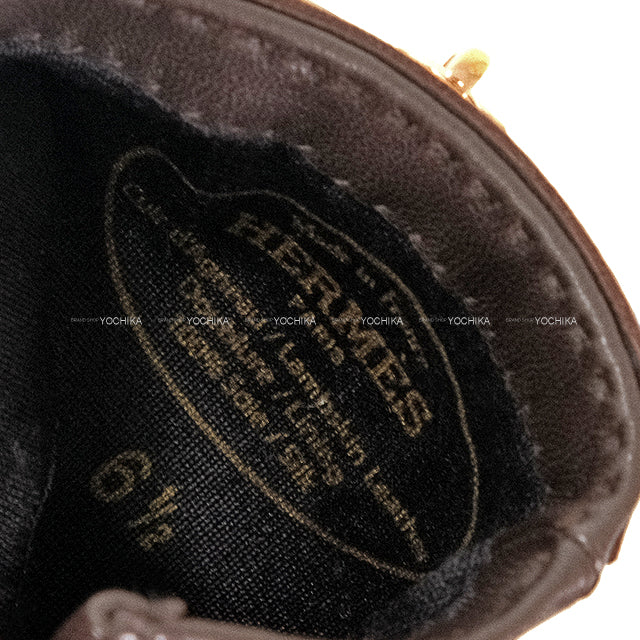 [Pre-loved] HERMES glove Gloves Soya Kelly Padlock Special Order HSS Brown Agneau Milo Rose Gold HW[LIKE NEW][Authentic]