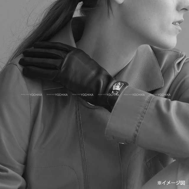 [Pre-loved] HERMES glove Gloves Soya Kelly Padlock Special Order HSS Brown Agneau Milo Rose Gold HW[LIKE NEW][Authentic]