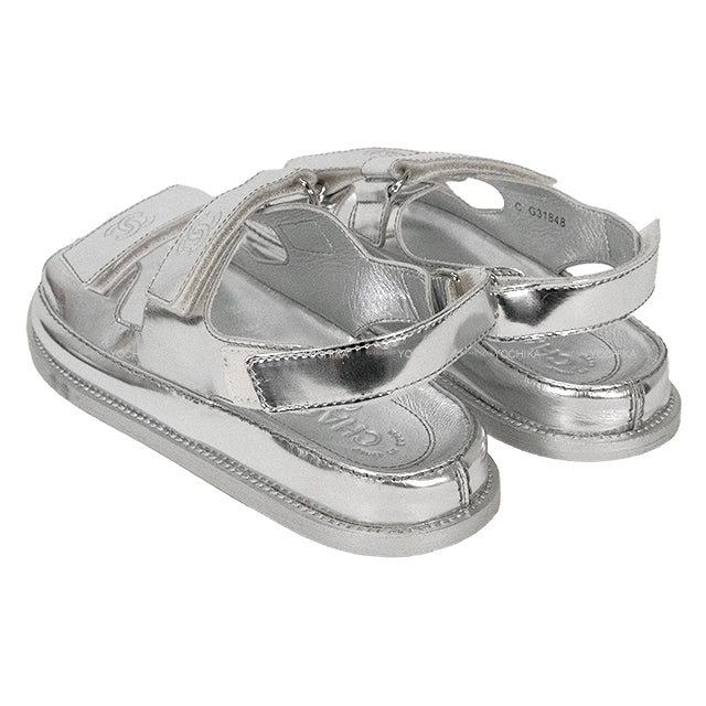 CHANEL sandals Sports COCO Mark Double Silver Leather #36 Silver HW G31848[EXCELLENT][Authentic]
