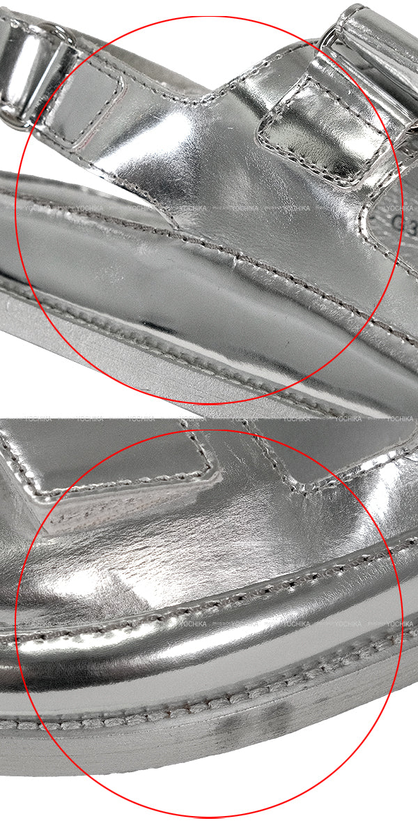 CHANEL sandals Sports COCO Mark Double Silver Leather #36 Silver HW G31848[EXCELLENT][Authentic]