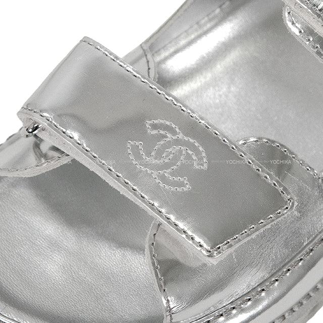 CHANEL sandals Sports COCO Mark Double Silver Leather #36 Silver HW G31848[EXCELLENT][Authentic]
