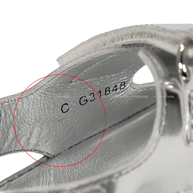 CHANEL sandals Sports COCO Mark Double Silver Leather #36 Silver HW G31848[EXCELLENT][Authentic]