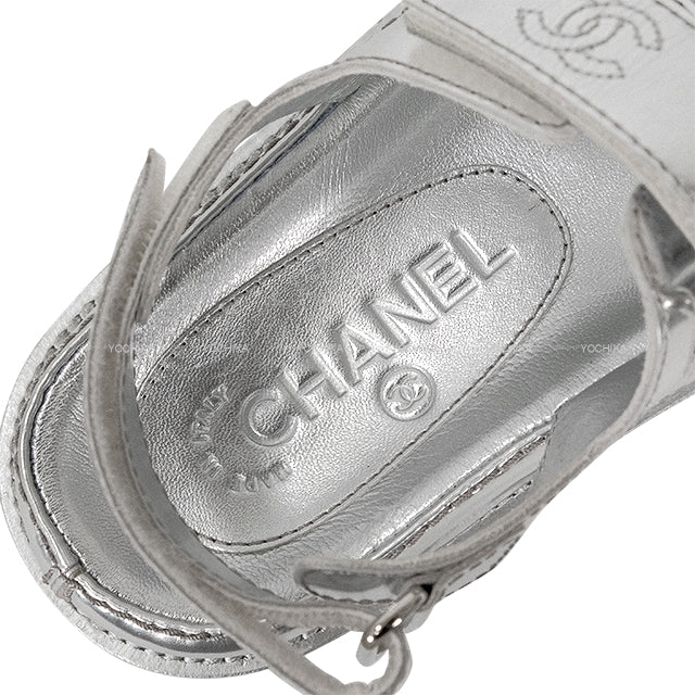 CHANEL sandals Sports COCO Mark Double Silver Leather #36 Silver HW G31848[EXCELLENT][Authentic]