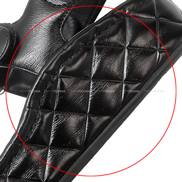 [Pre-loved] CHANEL sandals Sports COCO Mark Matelasse Noir (Black) Suede/Lambskin #36c Champagne Gold HW G37456[LIKE NEW][Authentic]