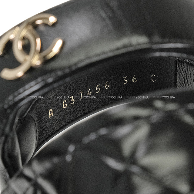 [Pre-loved] CHANEL sandals Sports COCO Mark Matelasse Noir (Black) Suede/Lambskin #36c Champagne Gold HW G37456[LIKE NEW][Authentic]