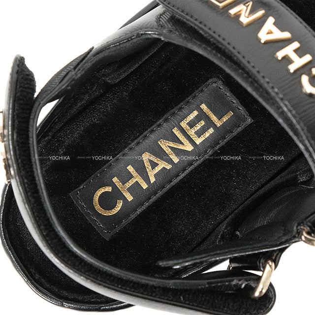 [Pre-loved] CHANEL sandals Sports COCO Mark Matelasse Noir (Black) Suede/Lambskin #36c Champagne Gold HW G37456[LIKE NEW][Authentic]