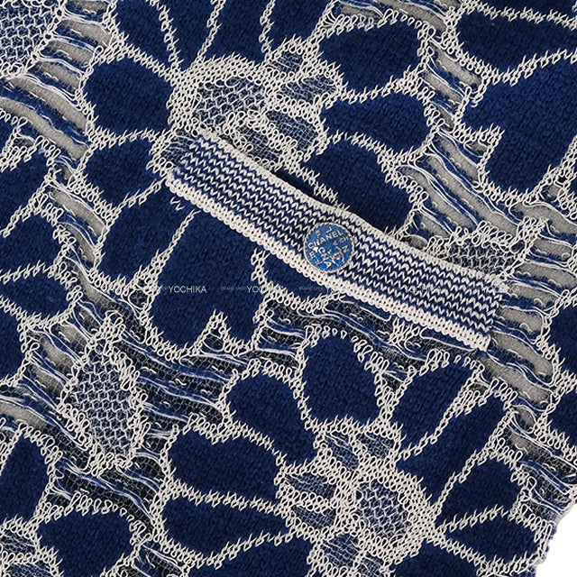 [Pre-loved] CHANEL One‐piece dress Ladies Sleeveless Flower Lace COCO Buttons Floral Pattern Blue/Blanc (White) Wool/Cotton/polyamide #38 P63041[LIKE NEW][Authentic]