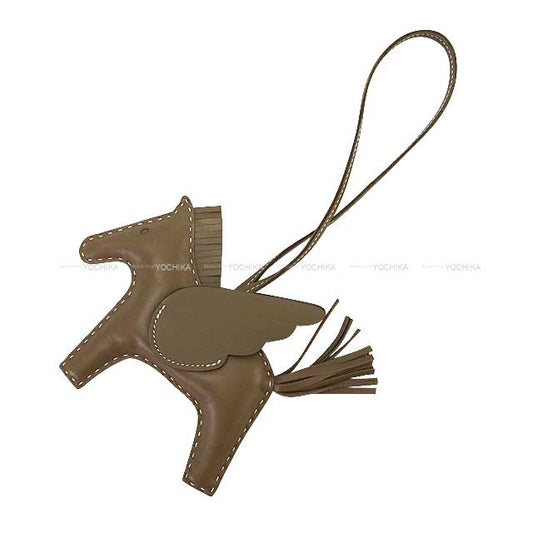 HERMES bag charm Rodeo Pegasus MM White Stitch Etoupe Agneau Milo/Veau Swift Stamp W[EXCELLENT][Authentic]