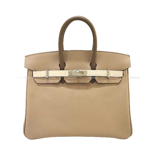 HERMES Handbag Birkin25 Tricolor Trench/Craie/Etoupe Veau Epsom Silver HW Stamp K[BRAND NEW][Authentic]