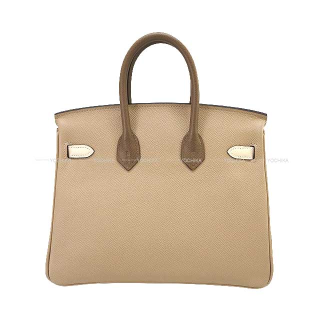 HERMES Handbag Birkin25 Tricolor Trench/Craie/Etoupe Veau Epsom Silver HW Stamp K[BRAND NEW][Authentic]