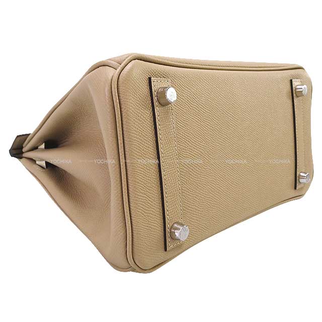 HERMES Handbag Birkin25 Tricolor Trench/Craie/Etoupe Veau Epsom Silver HW Stamp K[BRAND NEW][Authentic]