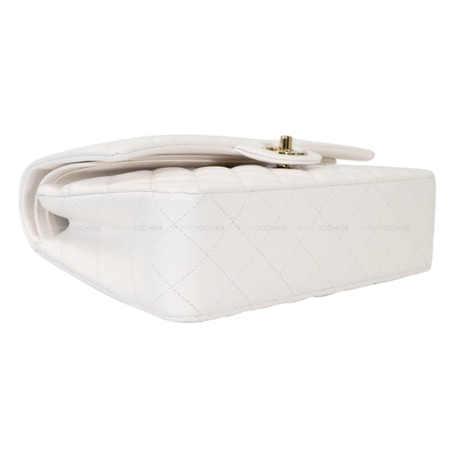 [Pre-loved] CHANEL Shoulder bag Matelasse COCO Mark W Flap Chain Blanc (White) Graind Calf(Caviarskin) Champagne Gold HW A01112[LIKE NEW][Authentic]