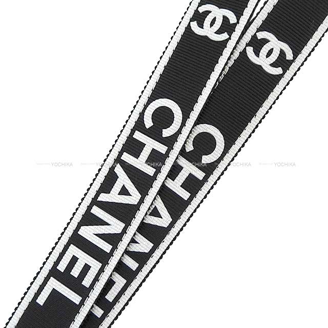 CHANEL strap Neck Strap Coco Mark Logo Bicolor Noir (Black)/Blanc (White) Cotton/Leather Champagne Gold HW AAA911[BRAND NEW][Authentic]