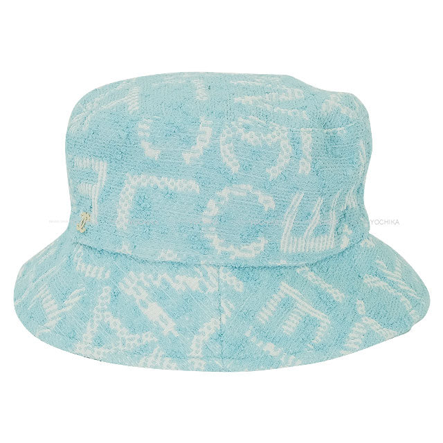 CHANEL hat Bucket Hat COCO Mark Logo Tweed Turquoise Champagne Gold HW AA9768[BRAND NEW][Authentic]