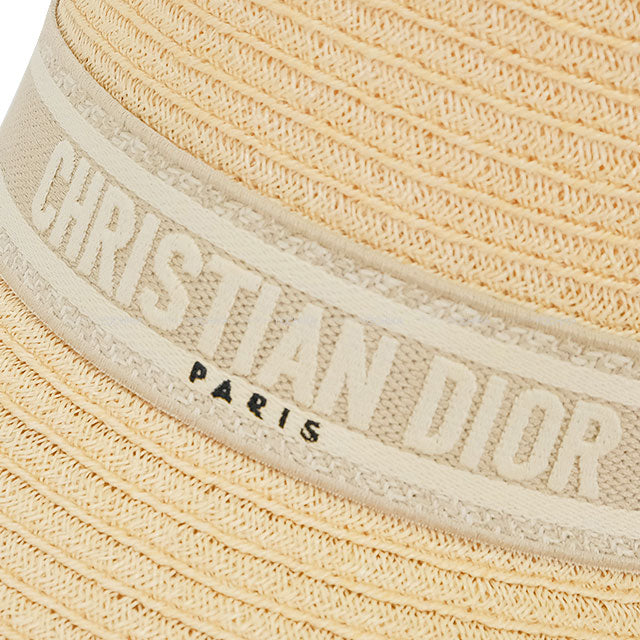 2021SS Dior hat Straw Bucket Hat Logo Resort #59 Greige/Natural 21DRT924G171[EXCELLENT][Authentic]