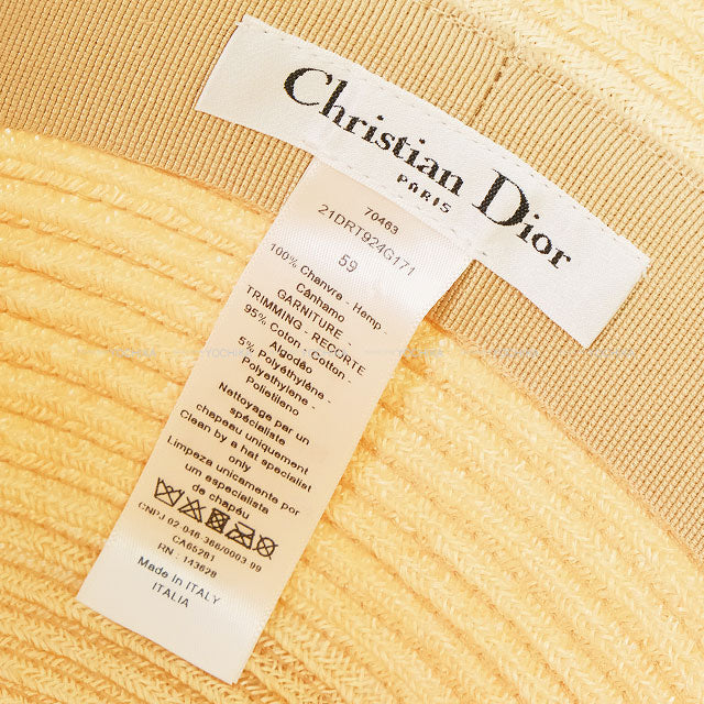 2021SS Dior hat Straw Bucket Hat Logo Resort #59 Greige/Natural 21DRT924G171[EXCELLENT][Authentic]