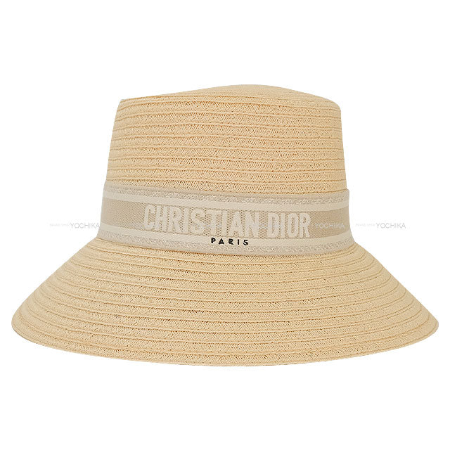 2021SS Dior hat Straw Bucket Hat Logo Resort #59 Greige/Natural 21DRT924G171[EXCELLENT][Authentic]