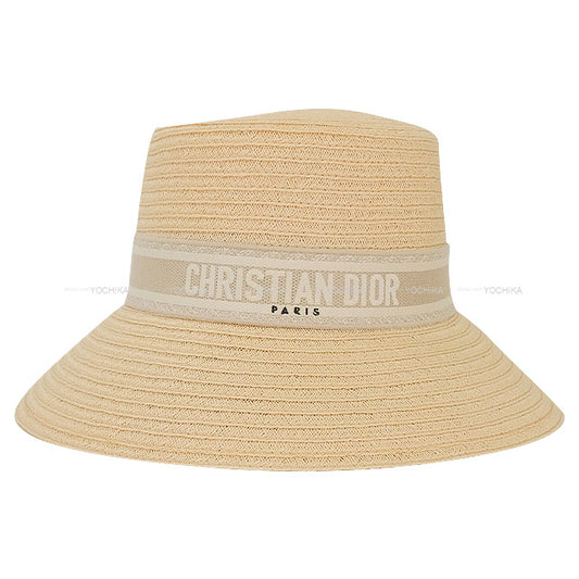 2021SS Dior hat Straw Bucket Hat Logo Resort #59 Greige/Natural 21DRT924G171[EXCELLENT][Authentic]