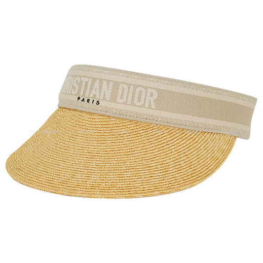 Dior Sun visor Straw Logo Greige/Natural Straw[EXCELLENT][Authentic]