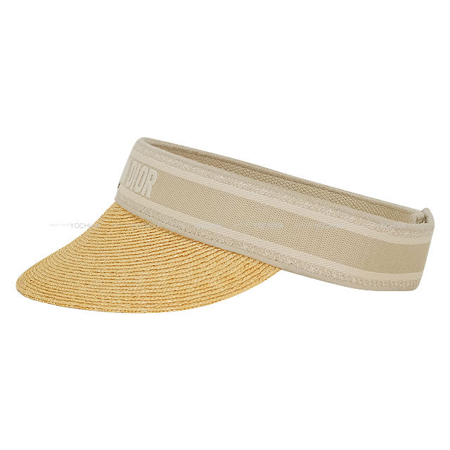 Dior Sun visor Straw Logo Greige/Natural Straw[EXCELLENT][Authentic]