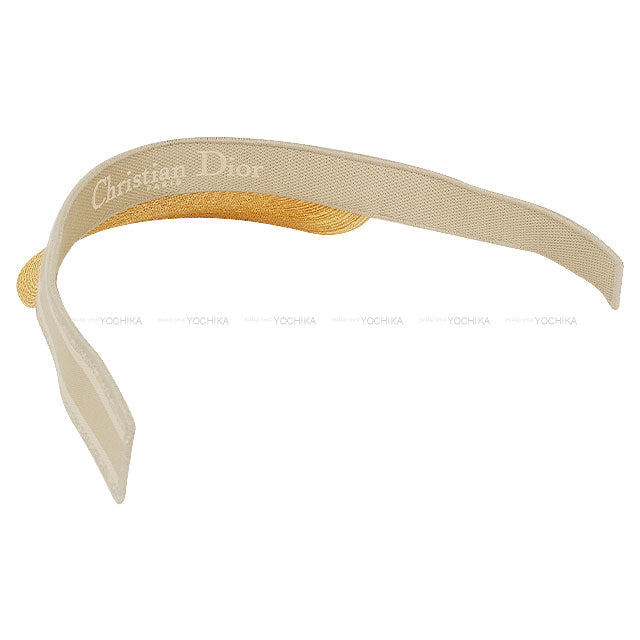 Dior Sun visor Straw Logo Greige/Natural Straw[EXCELLENT][Authentic]