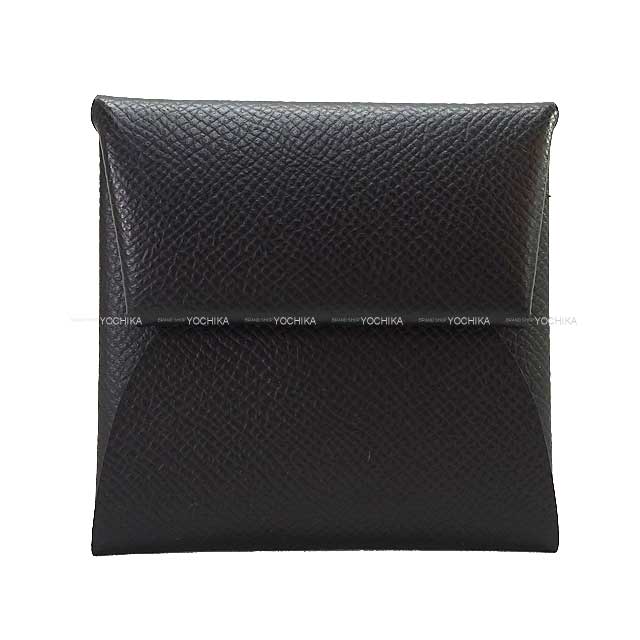 HERMES change purse Bastia Noir (Black) Veau Epsom Silver HW Stamp Y[EXCELLENT][Authentic]