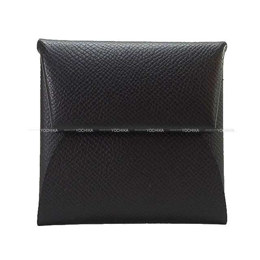 HERMES change purse Bastia Noir (Black) Veau Epsom Silver HW Stamp Y[EXCELLENT][Authentic]
