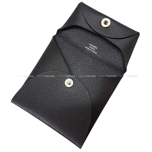 HERMES change purse Bastia Noir (Black) Veau Epsom Silver HW Stamp Y[EXCELLENT][Authentic]