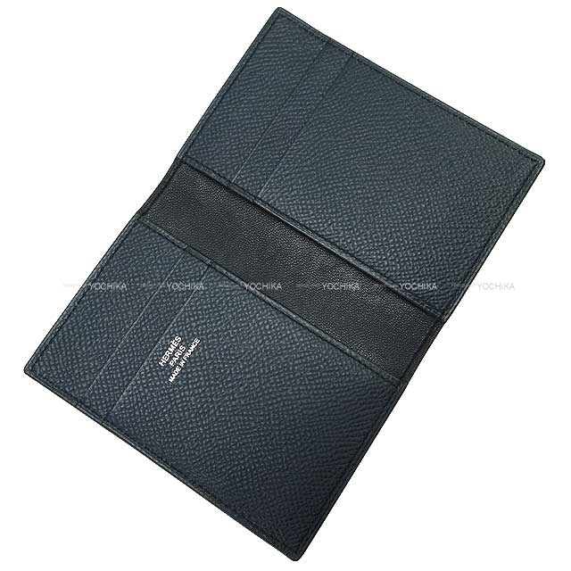 [Pre-loved] HERMES card holder MC2 Euclide Blue Indigo Veau Epsom Stamp A[LIKE NEW][Authentic]