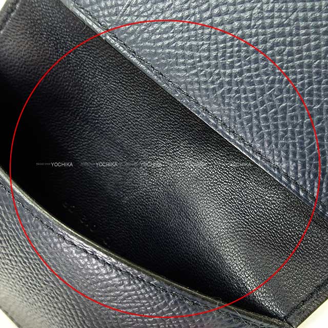 [Pre-loved] HERMES card holder MC2 Euclide Blue Indigo Veau Epsom Stamp A[LIKE NEW][Authentic]