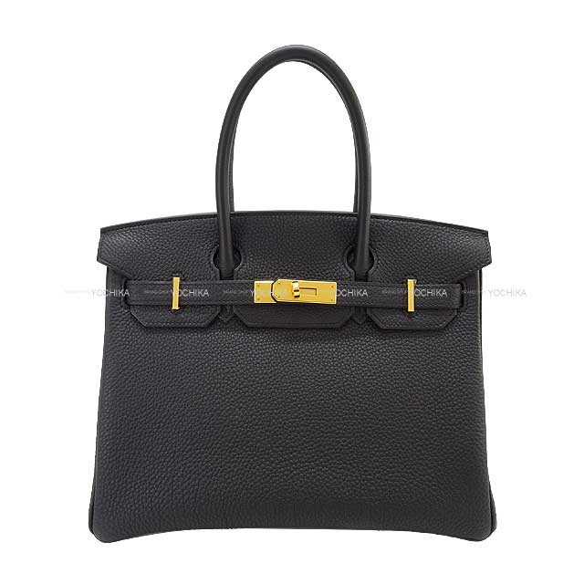 HERMES Handbag Birkin30 Noir (Black) Veau Togo Gold HW Stamp U[EXCELLENT][Authentic]