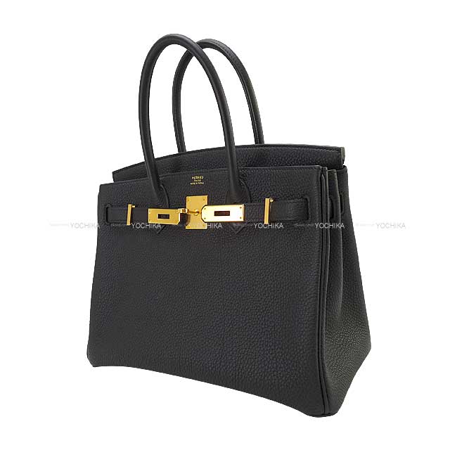 HERMES Handbag Birkin30 Noir (Black) Veau Togo Gold HW Stamp U[EXCELLENT][Authentic]