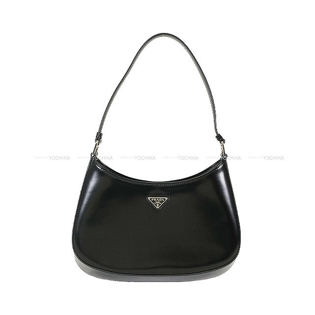 [Pre-loved] PRADA Shoulder bag Cleo Noir (Black) brushed calfskin Silver HW 1BC499[LIKE NEW][Authentic]