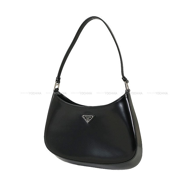 [Pre-loved] PRADA Shoulder bag Cleo Noir (Black) brushed calfskin Silver HW 1BC499[LIKE NEW][Authentic]