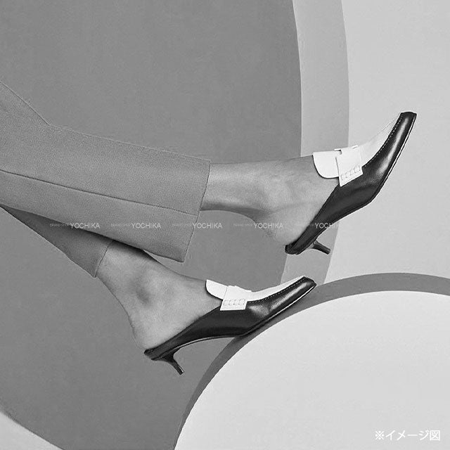 HERMES Mules GLORY 40 sandals Noir (Black) Nappa leather #38[EXCELLENT][Authentic]