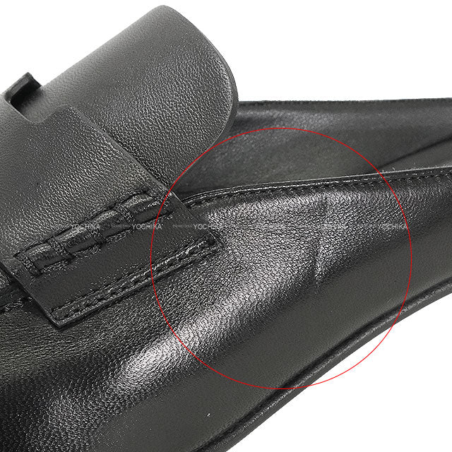 HERMES Mules GLORY 40 sandals Noir (Black) Nappa leather #38[EXCELLENT][Authentic]