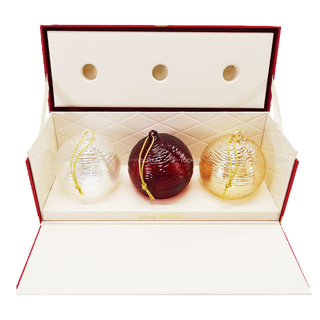 2024 Holiday LOUIS VUITTON bagcharm VIP Client Exclusive Novelty Ornament Set of 3 Gold/Red/Not Specified plastic[EXCELLENT][Authentic]