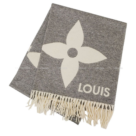 [Pre-loved] LOUIS VUITTON muffler Echarpe The Ultimate Shine Monogram Gris Cashmere/Silk/Polyester/Nylon M78120[LIKE NEW][Authentic]
